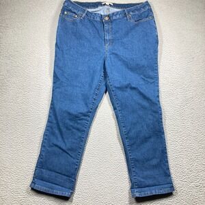 Woman Within Jeans Women's Plus 16W Blue Straight Med Rise Comfort Stretch Denim